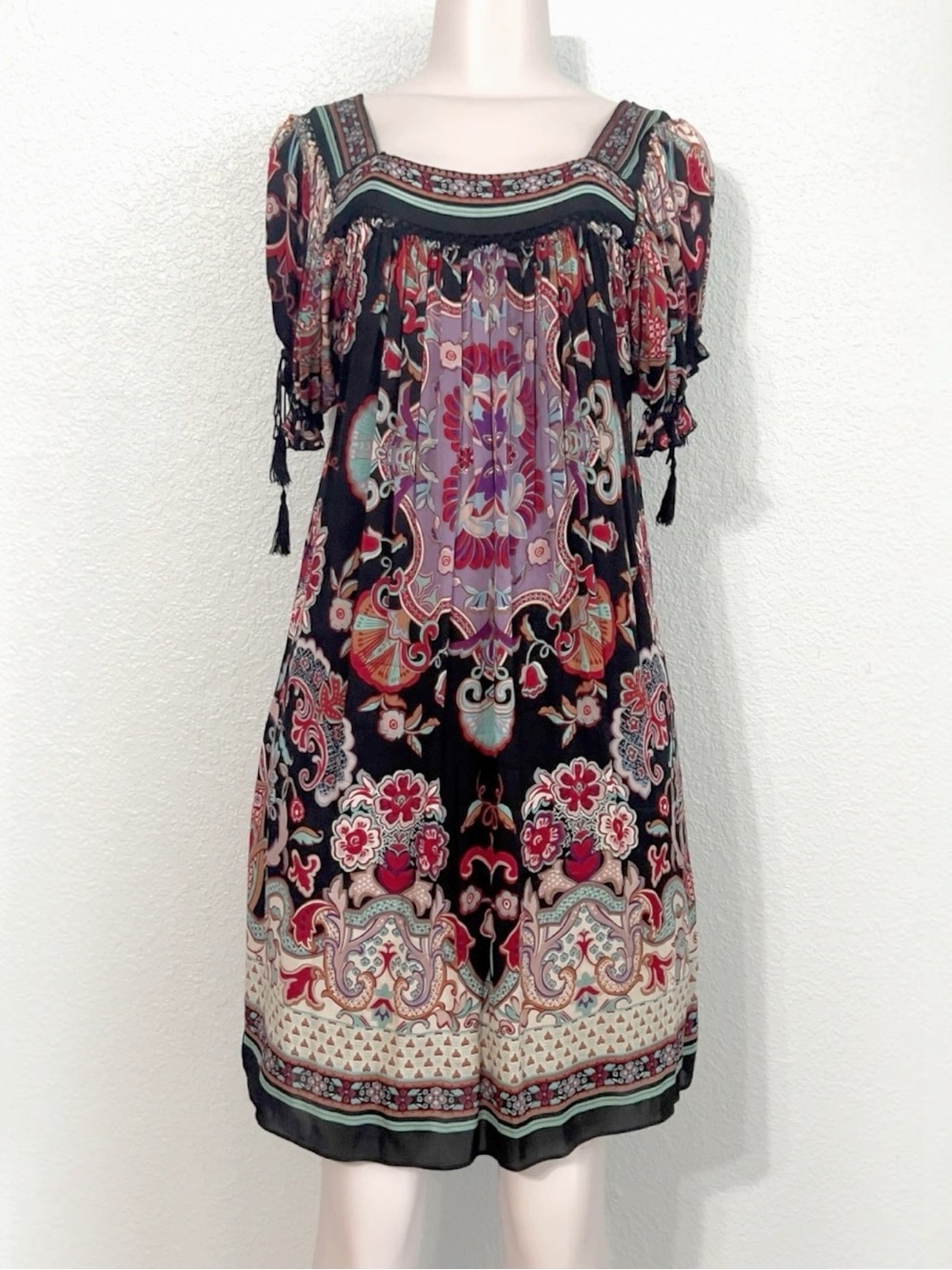 Vintage 90s Y2K 100% Silk Shift dress SZ 12 - Picture 2 of 8